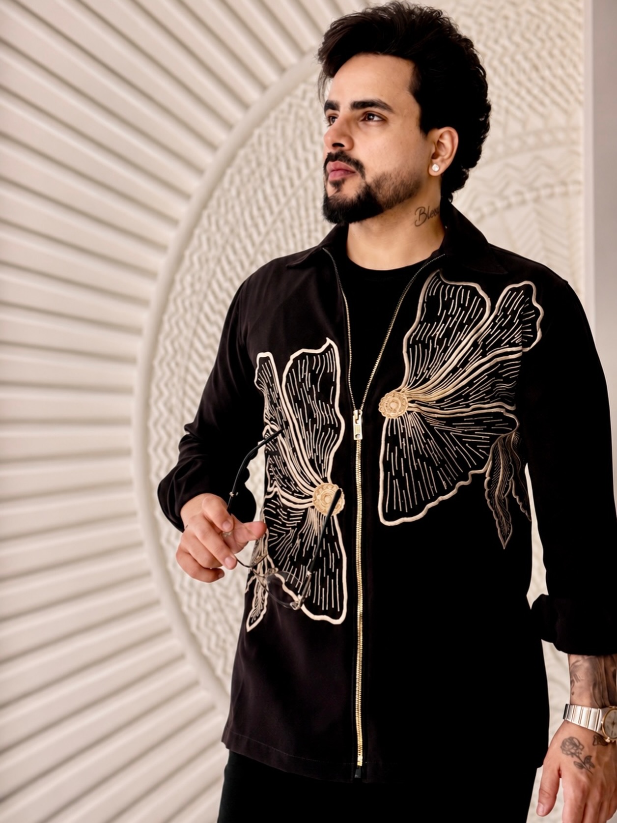 Noir Bloom Embroidered Shacket